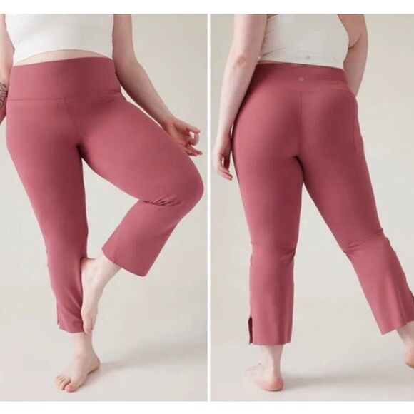 Athleta Transcend Stash Crop Straight Leg Pan-Berry Rose Size Large - Picture 1 of 6